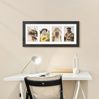 DUENPY 14x26 Collage Picture Frame 4x6 Collage Picture Frame Displays Twelve 4x6 inch Photos Available Horizontal Wall Mounting Display and Vertical Black - Colors A