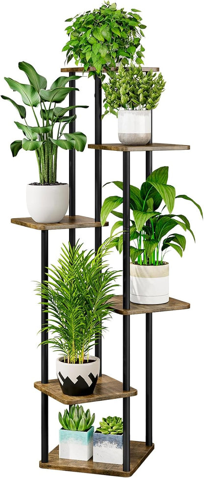 AZERPIAN Plant Stand 5 Tier Indoor Metal Flower Shelf for Multiple Plants Corner Tall Flower Holders for Patio Garden Living Room Balcony Bedroom, Black (5 Tier-Black)