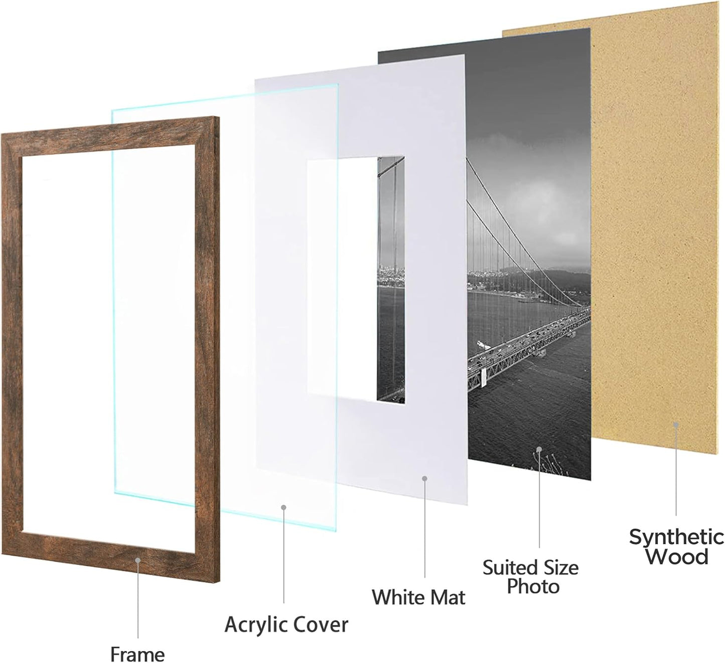 eletecpro 12x12 Picture Frames Set of 9 with Clear Acrylic Cover, Display 8x8 Photos with Mat or 12x12 Without, Classic and Sturdy Square Collage Gallery Wall Decor, Easy Wall Mount, Black