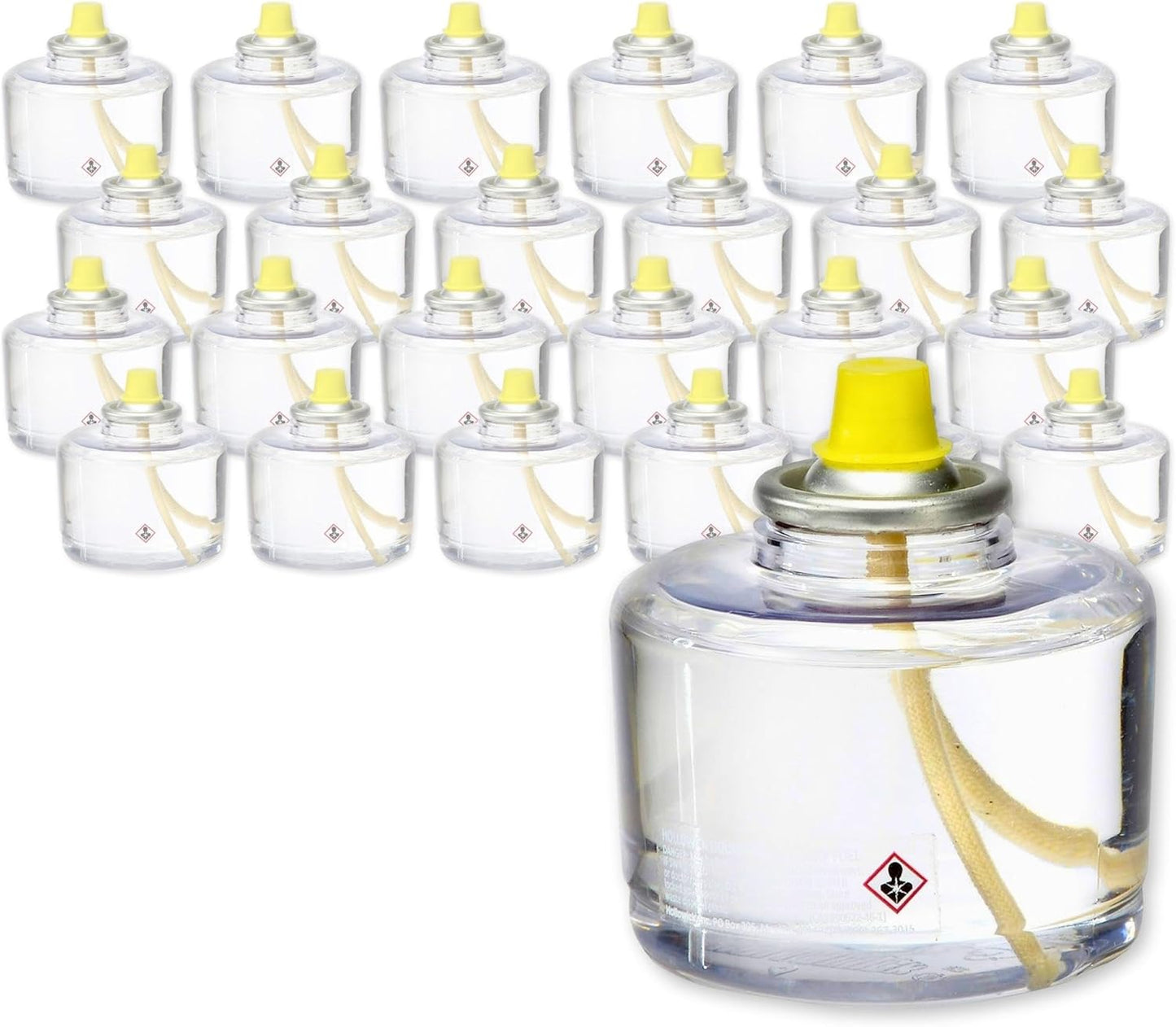 Hollowick Disposable Liquid Candles, 8 Hour, for Use in Glass Votive Tealight Lamp Holders, Restaurant Wedding Table Top Lights, Child Resistant Closures, 90 Pieces, Clear Fuel Oil HD8-90