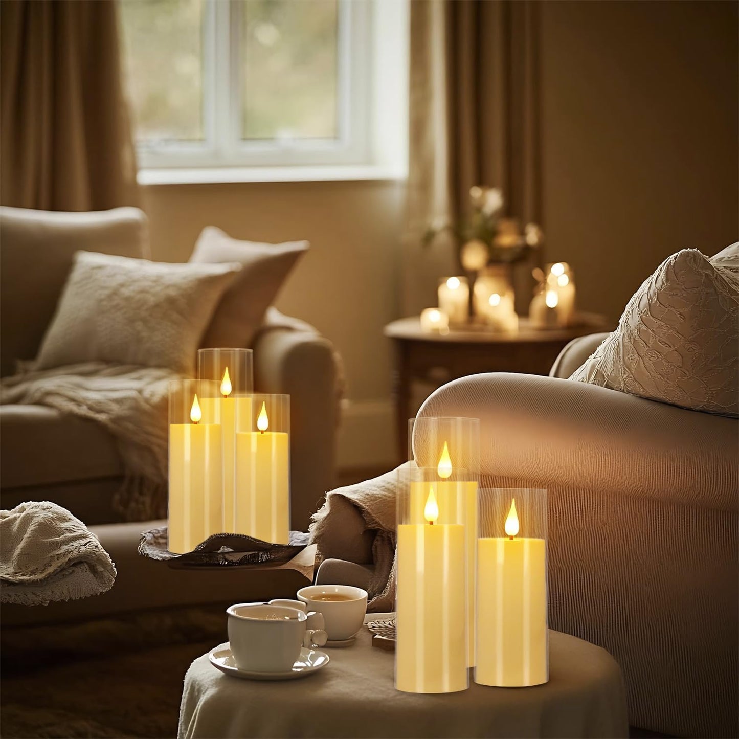 48- Pack of 3 Sizes of LED Flameless Candles.This Candle is Suitable for café, Fancy Restaurant, Bookstore and Other Scenes to Create a Relaxing and Romantic Atmosphere.