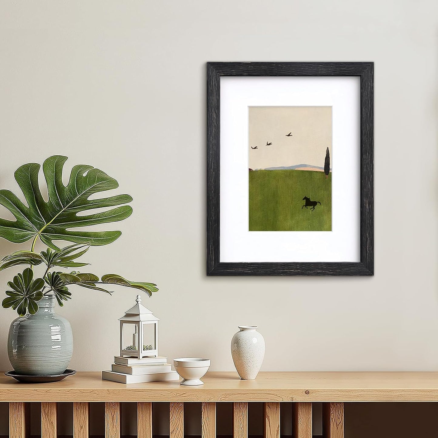 Egofine 12x16 Picture Frame Black, Covered by Plexiglass Made of Solid Wood, Display Pictures 9x12 and 11x14 with Mat or 12x16 Without Mat, for Wall Mounting Photo Frame - Colors A