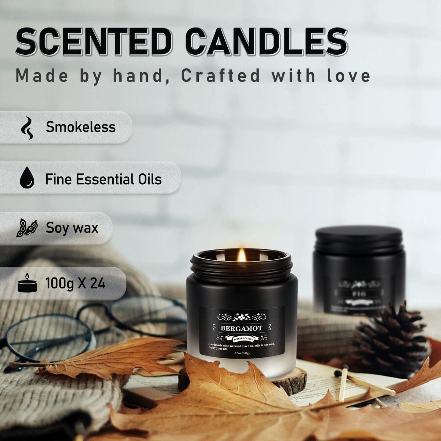 Howemon 24 Pack Scented Candles Set for Home, Relaxing Stress Relief, Aromatherapy - Natural Soy Wax and Fragrance - Gifts for Women, Mom, Best Friend, Wife, Birthday