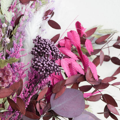 Blush Pink & Burgundy Dried Flower Bouquet, Cream Pampas Grass with Sage Green & Eucalyptus, Boho Dried Flowers for Wedding, Home Décor