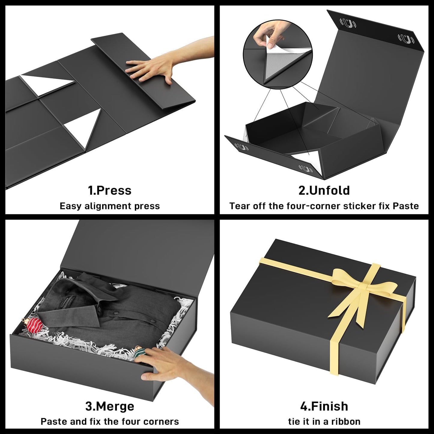 PSHVYM Gift Boxes with Lids, 11.5x7.8x3 In Forest Green Gift Box for Presents Magnetic Closure for T-Shirts, Gloves, Scarves, Books, Baby Clothes, Robes Clothing Gift Wrap, Contains Card, Ribbon