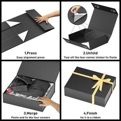 PSHVYM Gift Boxes with Lids, 11.5x7.8x3 In Forest Green Gift Box for Presents Magnetic Closure for T-Shirts, Gloves, Scarves, Books, Baby Clothes, Robes Clothing Gift Wrap, Contains Card, Ribbon