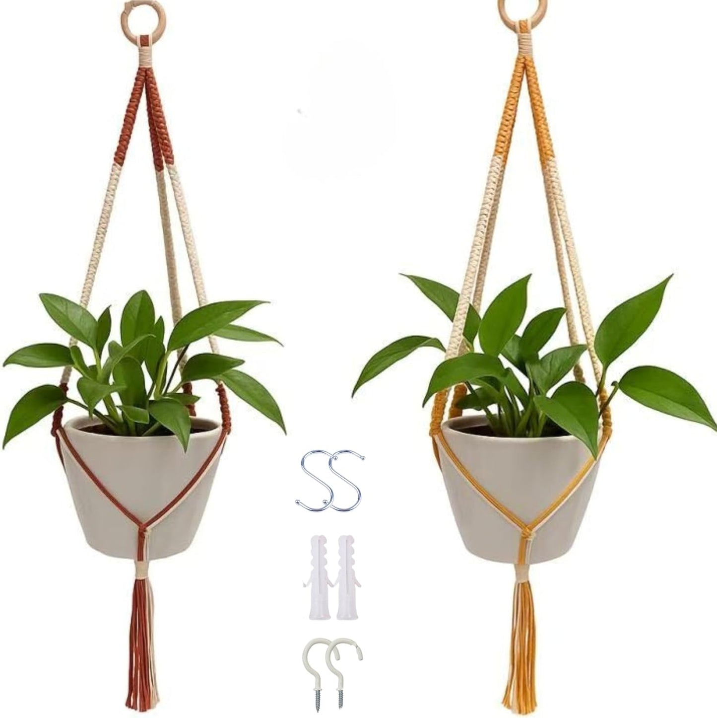 feedee Macrame Plant Hangers Indoor Macrame Hanging Planters for Indoor Plants, 6 Pack Hanging Plant Holders Indoor Hanging, Macromay Plant Hangers for Indoor Plant Hanger, Outdoor Flower Pots Holder