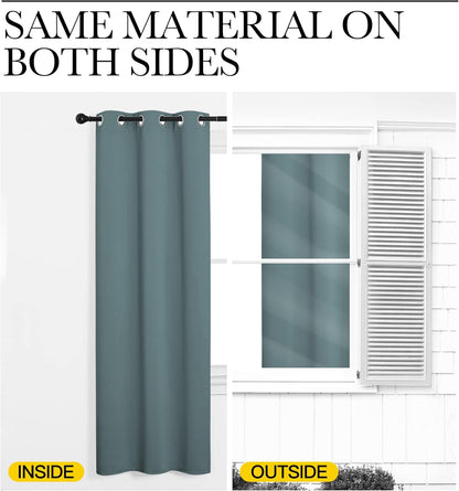 NICETOWN Halloween Pitch Black Solid Thermal Insulated Grommet Blackout Curtains/Drapes for Bedroom Window (2 Panels, 42 inches Wide by 63 inches Long, Black) - Colors C