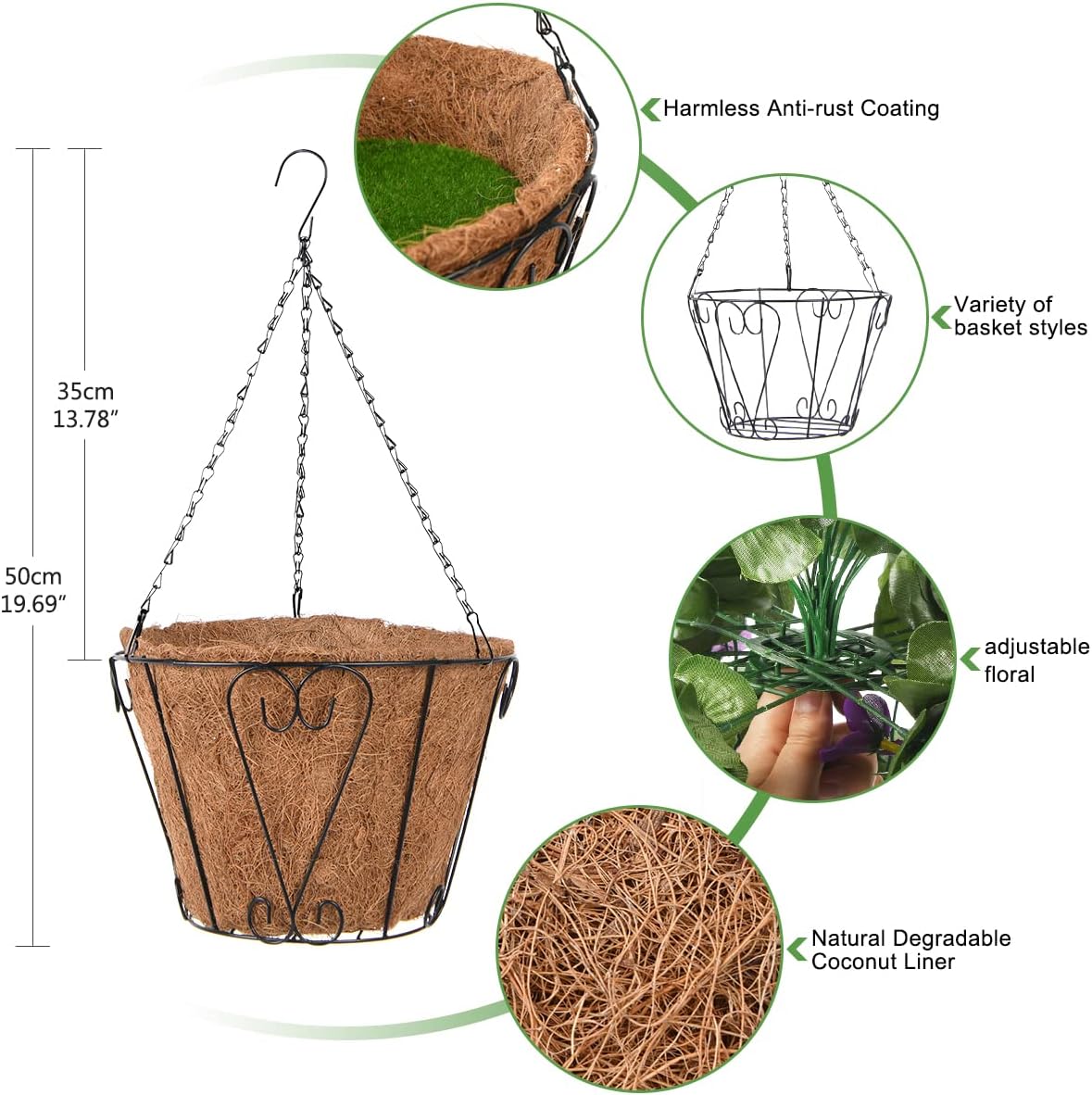 INQCMY Artificial Fake Hanging Plants Flowers Basket for Spring Summer Outdoor Outside Decoration,Faux Silk Begonia Flower in Planter Look Real UV Resistant for Home Porch Patio Balcony Yard Decor