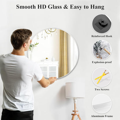 Fabuday Black Circle Mirror for Wall 20 inch - Round Mirrors for Bathroom, Entryway, Living Room, Hallway, Bedroom Decor, Small Matte Framed
