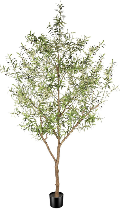 FEELEAD 7ft Faux Olive Tree - Fake Potted Olive Silk Tree with Planter Natural Olive Branches and Realistic Leaves Artificial Tree for Home House Office Decor Indoor