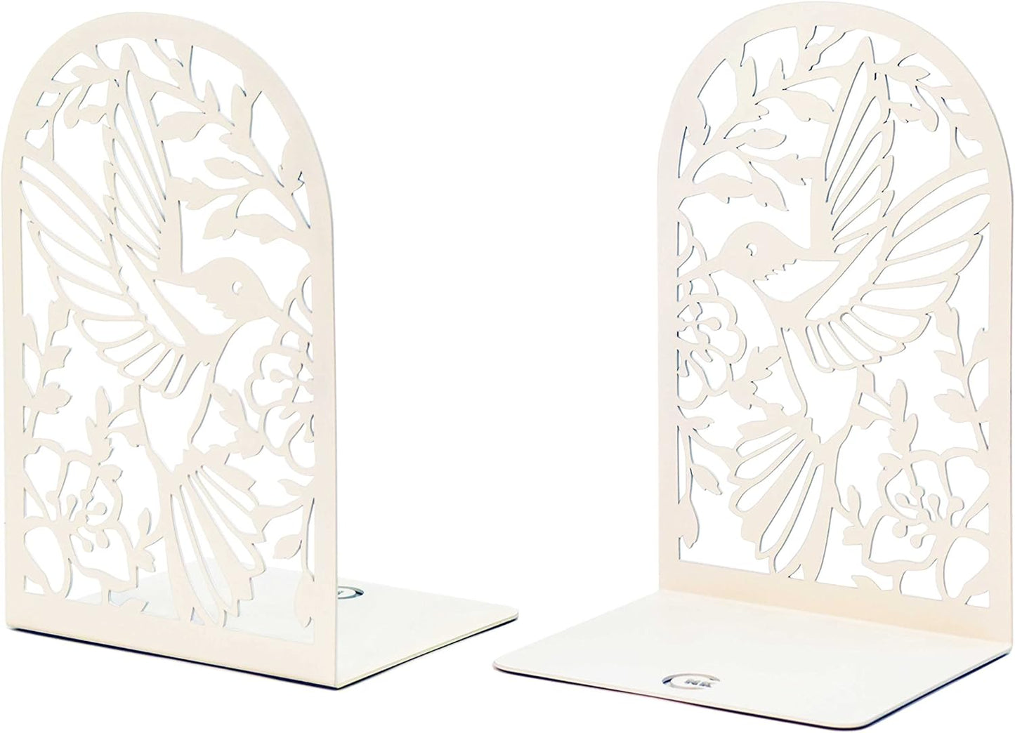 CNK Premium BookEnds - Heavy Duty Metal Book Stoppers for Home Office, Decorative Book Shelf Holders (Hummingbird Black)