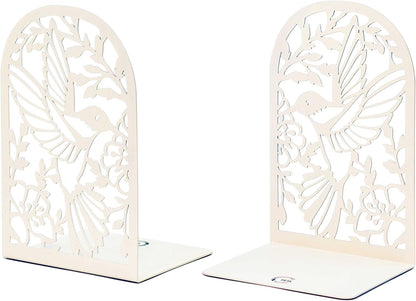 CNK Premium BookEnds - Heavy Duty Metal Book Stoppers for Home Office, Decorative Book Shelf Holders (Hummingbird Black)