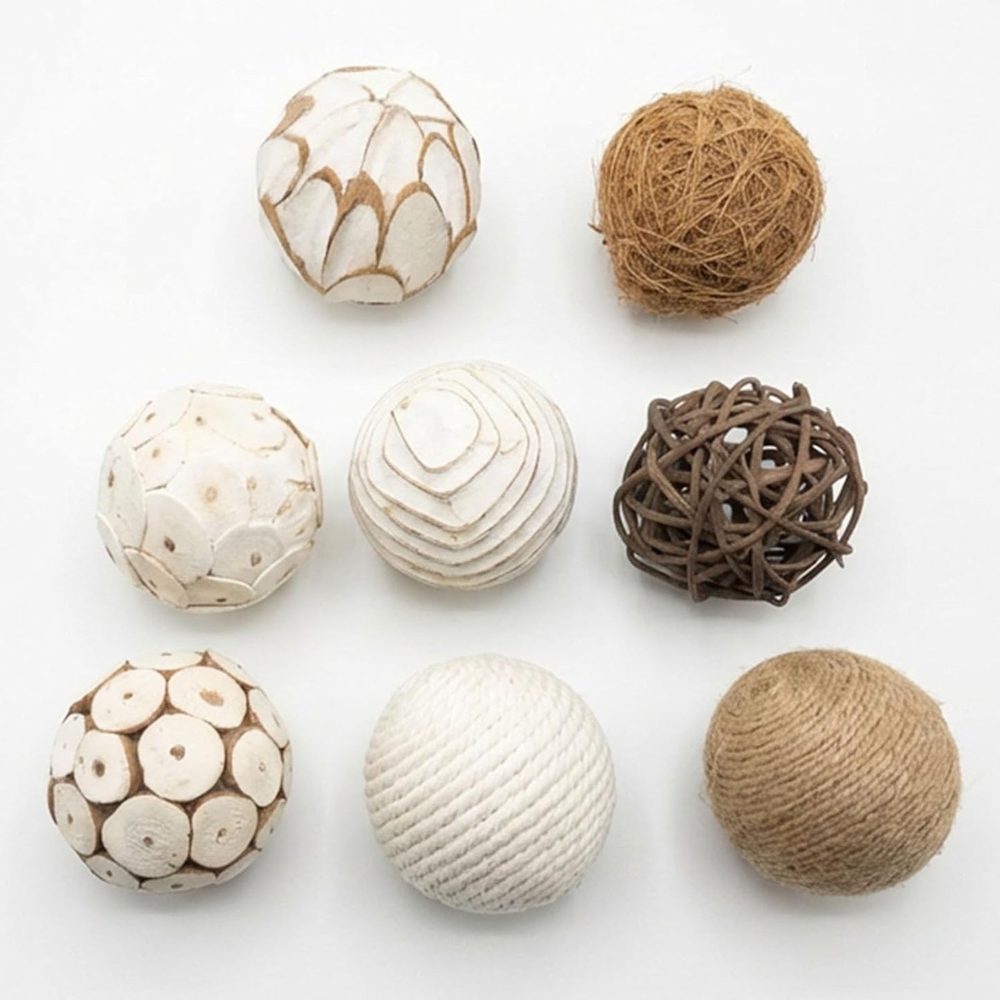 6pcs Decorative Balls for Bowl Centerpiece, 2.4 Inch Orbs Spheres Decor Balls Rattan Wicker Balls for Bowl Fillers, DIY Home Vase Table Decor