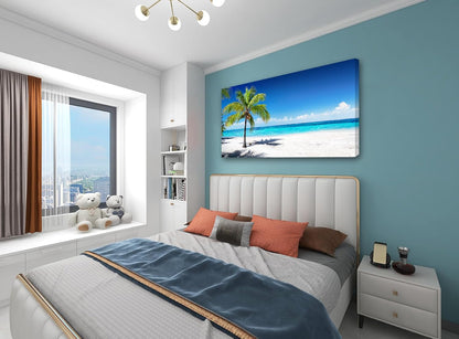Baisuart S02250 Canvas Prints Wall Art Beach Sunset Ocean Waves Nature Pictures Stretched Canvas Wooden Framed for living Room Bedroom and Office