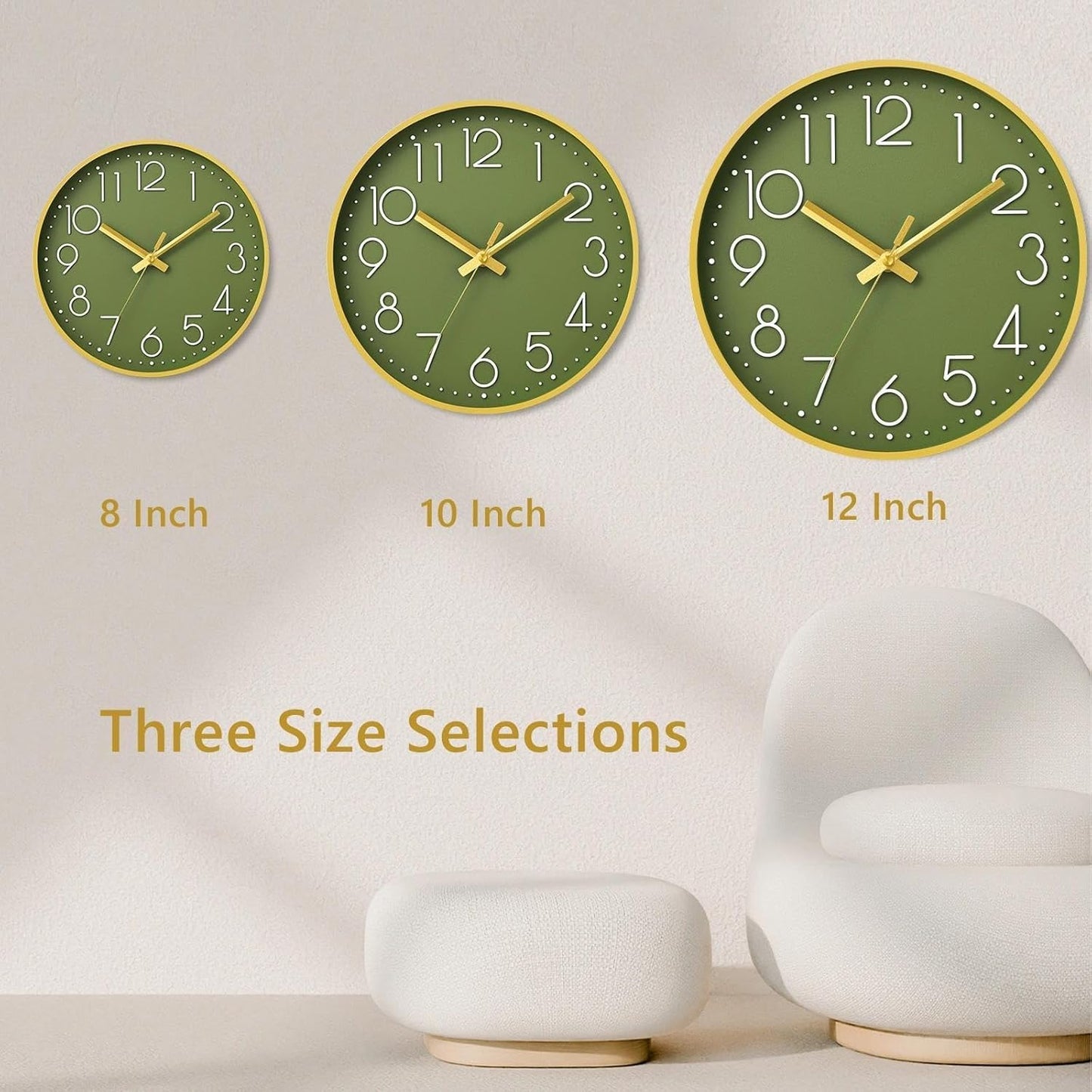 DAXSMY Wall Clock - 8 Inch Silent Non-Ticking Modern 3D Wall Clocks Battery Operated - Decorative Clock for Kitchen, Home Office, Bathroom, Bedroom(Rose Gold)