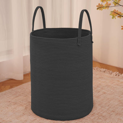 JMvicyroam Large Woven Laundry Basket Hamper,60L Cotton Rope Storage Bin for Blankets,Toys and Clothes,Decorative Tall Nursery Hamper for Living Room,Baby Nursery,Bathroom and Bedroom,Brown