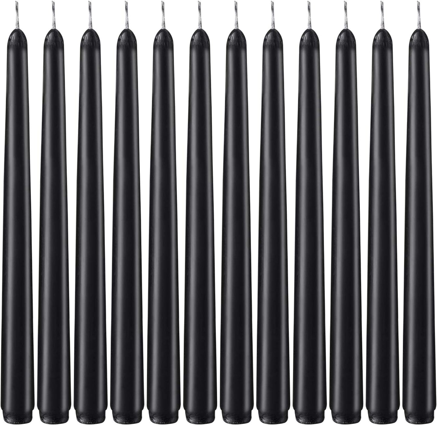 NIKY 10 inch Taper Candles for Christmas, Set of 12 Unscented Dripless Candlesticks - 8 Hours Long Burning for Home Decor, Wedding, Parties and Special Occasions (Ivory)