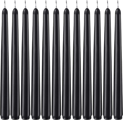 NIKY 10 inch Taper Candles for Christmas, Set of 12 Unscented Dripless Candlesticks - 8 Hours Long Burning for Home Decor, Wedding, Parties and Special Occasions (Ivory)