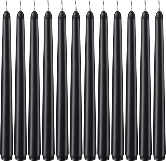 NIKY 10 inch Taper Candles for Christmas, Set of 12 Unscented Dripless Candlesticks - 8 Hours Long Burning for Home Decor, Wedding, Parties and Special Occasions (Ivory)