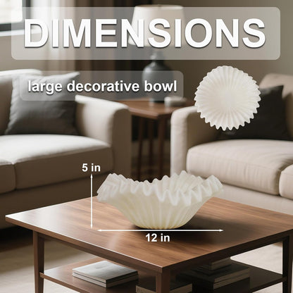 Braxio White Decorative Bowl with Sand Finish - Key Holder Bowl for Entryway Table, Modern Fruit Bowl for Kitchen Counter, Centerpiece Catch-All Bowl 10.5 x 10 x 5.5 Inch