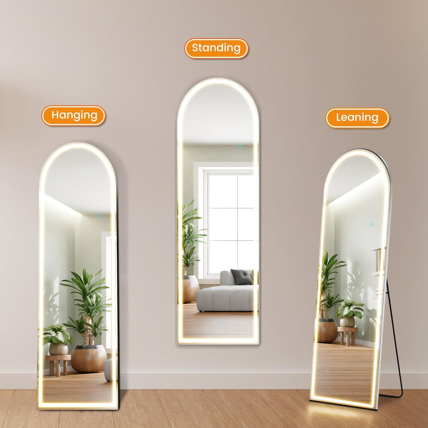 Mirror Full Length, Upgraded 16"x59" Body Wall Mirrors with Shatter-Proof Glass, Floor Standing, Hanging or Leaning, Tall Mirror with Stand Aluminum Alloy Frame for Bedroom Cloakroom