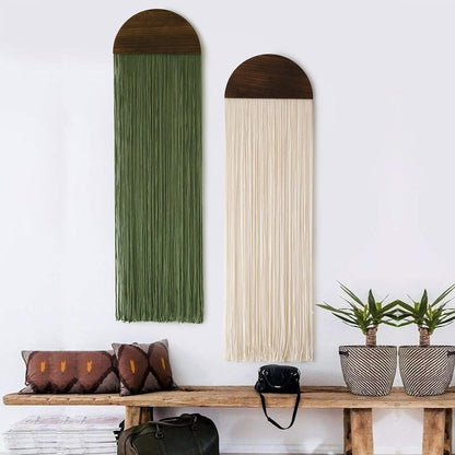Flber 2 Pcs Macrame Wall Hanging Boho Wall Decor Handmade Macrame Art Tapestry Wedding Macrame Backdrop 13.7" W x 51" L For Living room Bedroom Headboard Decor