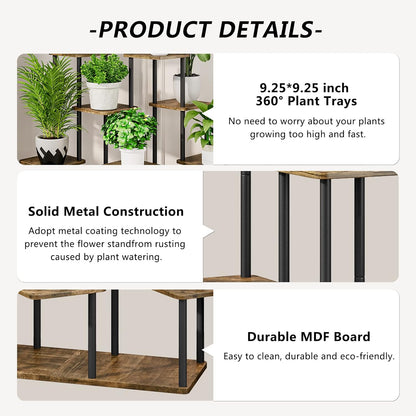AZERPIAN Plant Stand 5 Tier Indoor Metal Flower Shelf for Multiple Plants Corner Tall Flower Holders for Patio Garden Living Room Balcony Bedroom, Black (5 Tier-Black)