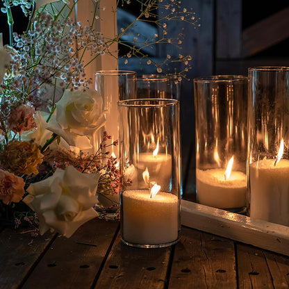 SUPMIND 12Pcs Glass Cylinder Vase for Centerpieces 5 Inch Clear Flower Vases Bulk, Glass Hurricane Candle Holder Small Floral Vases for Table, Floating Candle Vase for Wedding Home Décor