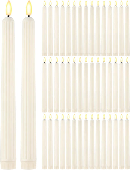 Treela 72 Pcs Flameless LED Taper Candles Battery Operated Candles Bulk 11 Inch Flickering Fake Candlesticks with Warm Light for Valentines Day Church Wedding Party Battery Not Included(Classic,Ivory)