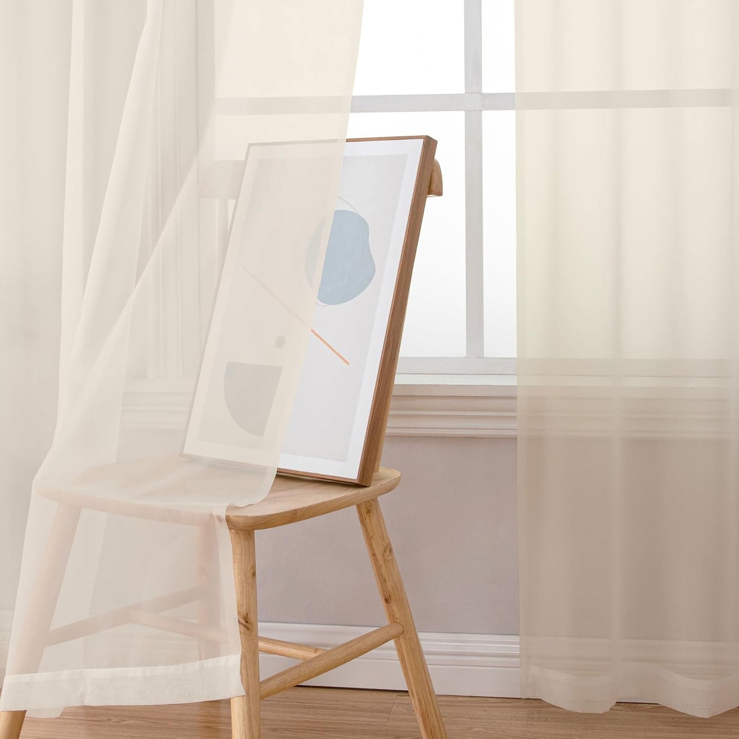 OWENIE Sheer Curtains 84 inches Long 2 Panels Set for Living Room/Bedroom, Rod Pocket Voile Sheer Panel Drapes, White, 2pcs, Each 42" W x 84" L - Colors B