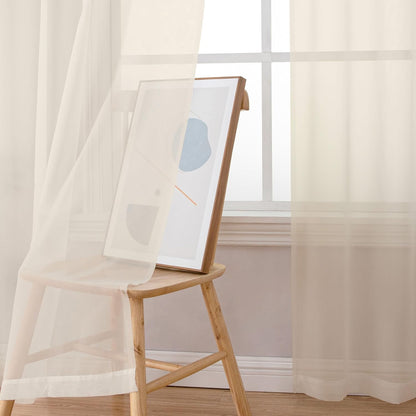 OWENIE Sheer Curtains 84 inches Long 2 Panels Set for Living Room/Bedroom, Rod Pocket Voile Sheer Panel Drapes, White, 2pcs, Each 42" W x 84" L - Colors B