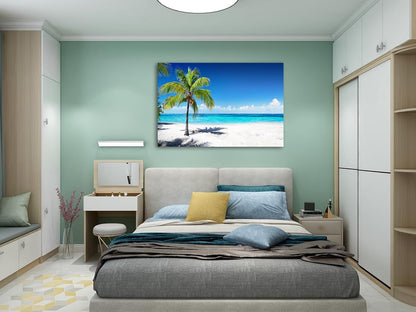 Baisuart S02250 Canvas Prints Wall Art Beach Sunset Ocean Waves Nature Pictures Stretched Canvas Wooden Framed for living Room Bedroom and Office