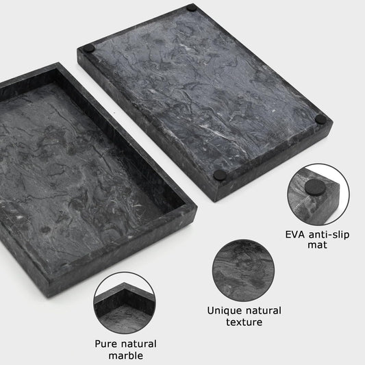 Marble Bathroom Tray,Pure Natural Vanity Tray,Marble Tray for Kitchen Counter Non-Ceramic/Non-Resin,Stone Trays 12 x 8 inch Cyan Green