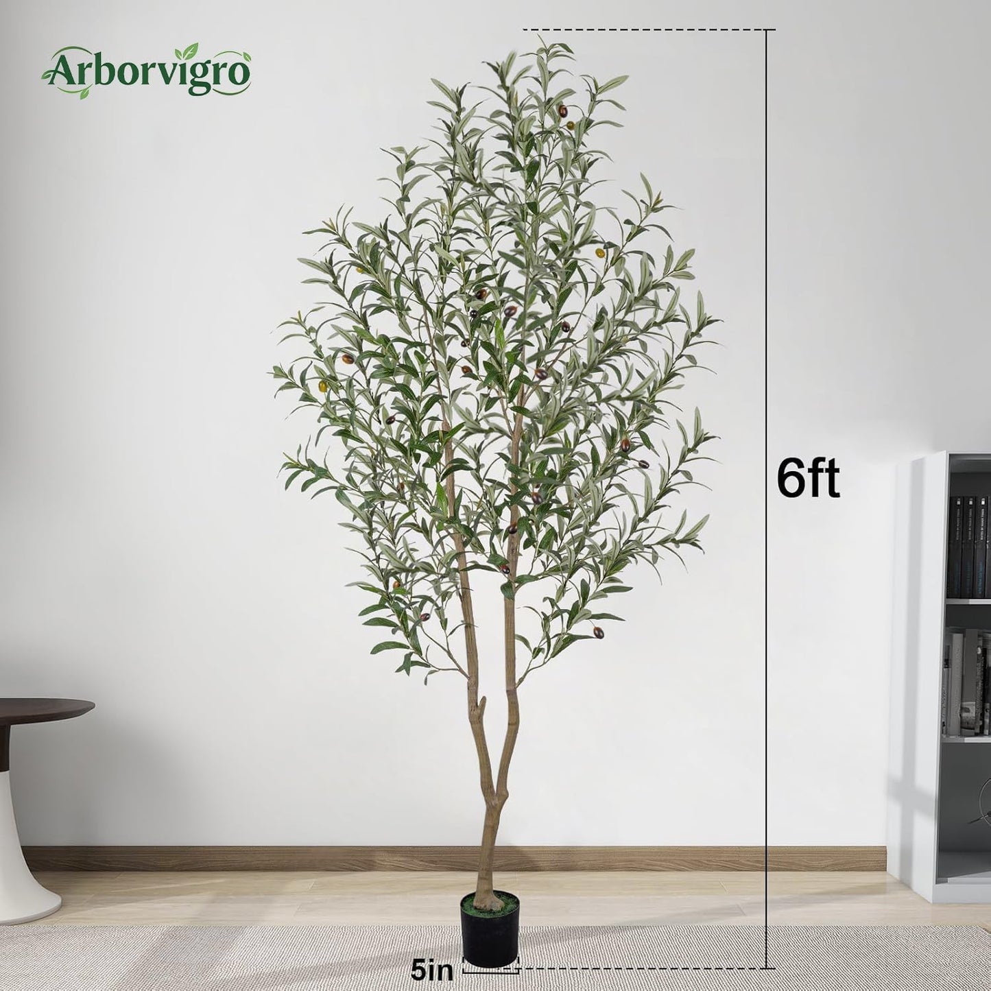 Artificial Olive Tree 6FT Tall Faux Olive Tree Artificial Indoor with Natural Wood Trunk and Lifelike Fruits Realistic Black Potted Interior for Home Office Living Room Decor