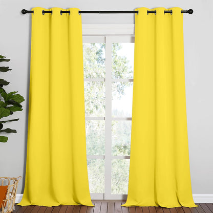 NICETOWN Halloween Pitch Black Solid Thermal Insulated Grommet Blackout Curtains/Drapes for Bedroom Window (2 Panels, 42 inches Wide by 63 inches Long, Black) - Colors C