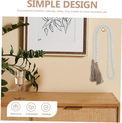 IMIKEYA Wooden Beads Garland: Farmhouse Wood Bead Garland with Tassels Boho Wall Hanging for Home Decor Tiered Tray Rustic Wood Prayer for Coffee Table Decor