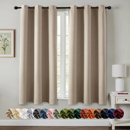 MIULEE Blackout Curtains for Bedroom Living Room 2 Panels, Thermal Insulated Room Darkening Drapes Grommet Noise Reducing Light Blocking Window Treatments 63 Inches Long 40x63 Inch Black - Colors A