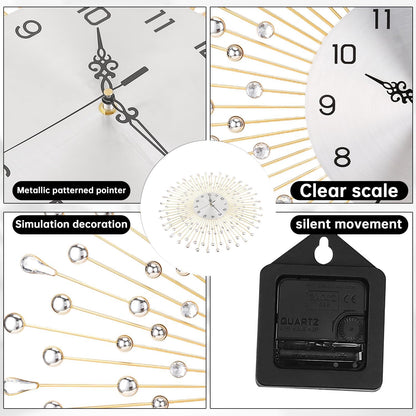 SIN&MI Large Wall Clocks, Silent Sunflower Shape Chic Decorative Wall Clock, Modern Non-Ticking Round Clock Dial Iron Metal Wall Clock for Living Room Decor Entrance Office Cafe 20 Inch