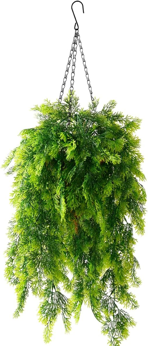 ZFProcess Artificial Faux Hanging Plants Basket for Spring Summer Outdoor Decoration, Fake Eucalyptus Plant UV Resistant Look Real for Outside Porch Home Patio Balcony Yard(Eucalyptus)
