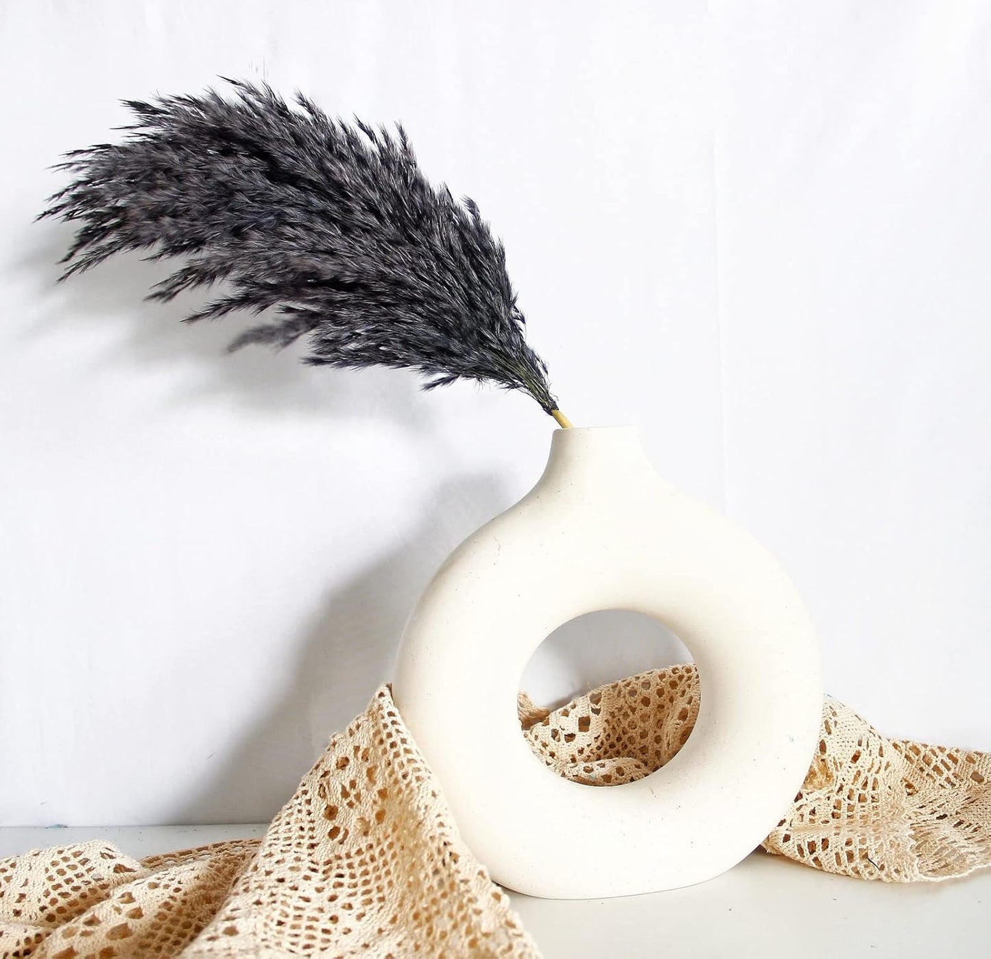 Pampas Grass Decor, Natural Dry Pampas Grass Small, Short Pampass Bulk for Farmhouse, Wall, Kitchen, Bedroom Decor, Office Decor (17 inch )