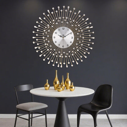 SIN&MI Large Wall Clocks, Silent Sunflower Shape Chic Decorative Wall Clock, Modern Non-Ticking Round Clock Dial Iron Metal Wall Clock for Living Room Decor Entrance Office Cafe 20 Inch