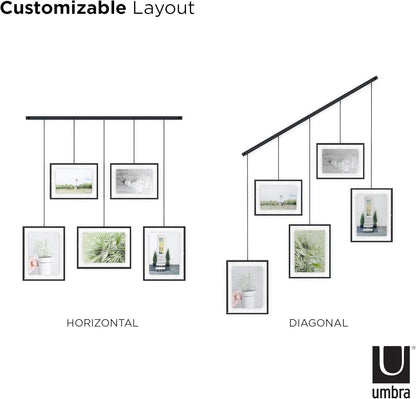 Umbra Exhibit Picture Frame Gallery Set, Adjustable Wall Collage Displays Nine Photos (Four 5x7" and Five 8x10"), Set of 9, Black