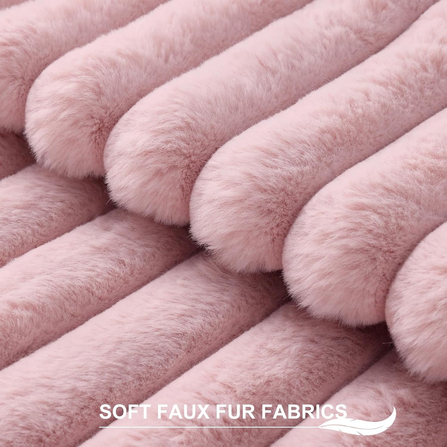 Pallene Faux Fur Plush Throw Pillow Covers 18x18 Set of 2, Luxury Soft Fluffy Striped Decorative Pillow Covers for Sofa, Couch, Living Room, Cream White