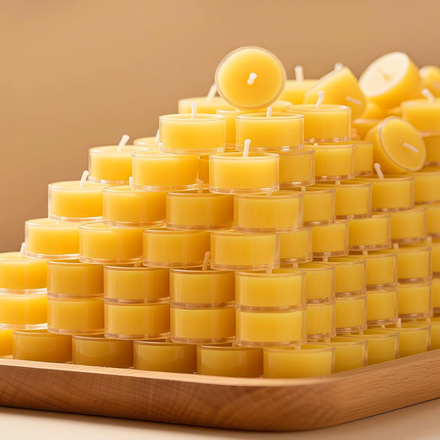 48 Packs Beeswax Tealight Candles, 100% Pure Beeswax Candles | 4-Hour Extended Burn Time | Natural Beeswax Tea Candle in Clear Cup, Perfect for Home Decor,Air Purification,Fragrance