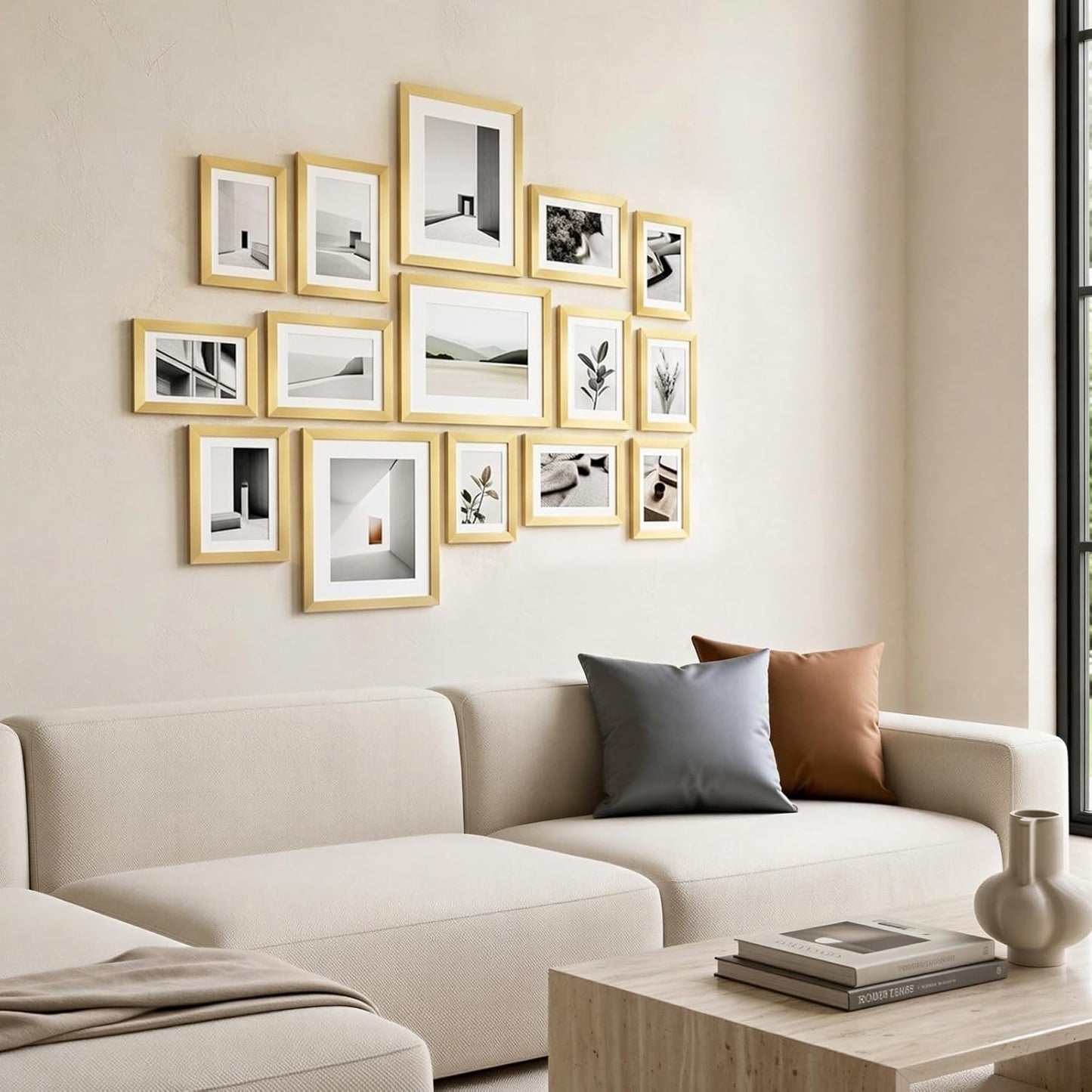 Fixwal Picture Frames Set, Gallery Wall Frame Set Picture Frames Collage 15 Pack for Wall or Tabletop with 8x10 5x7 4x6 Frames, Soft Earth Tones