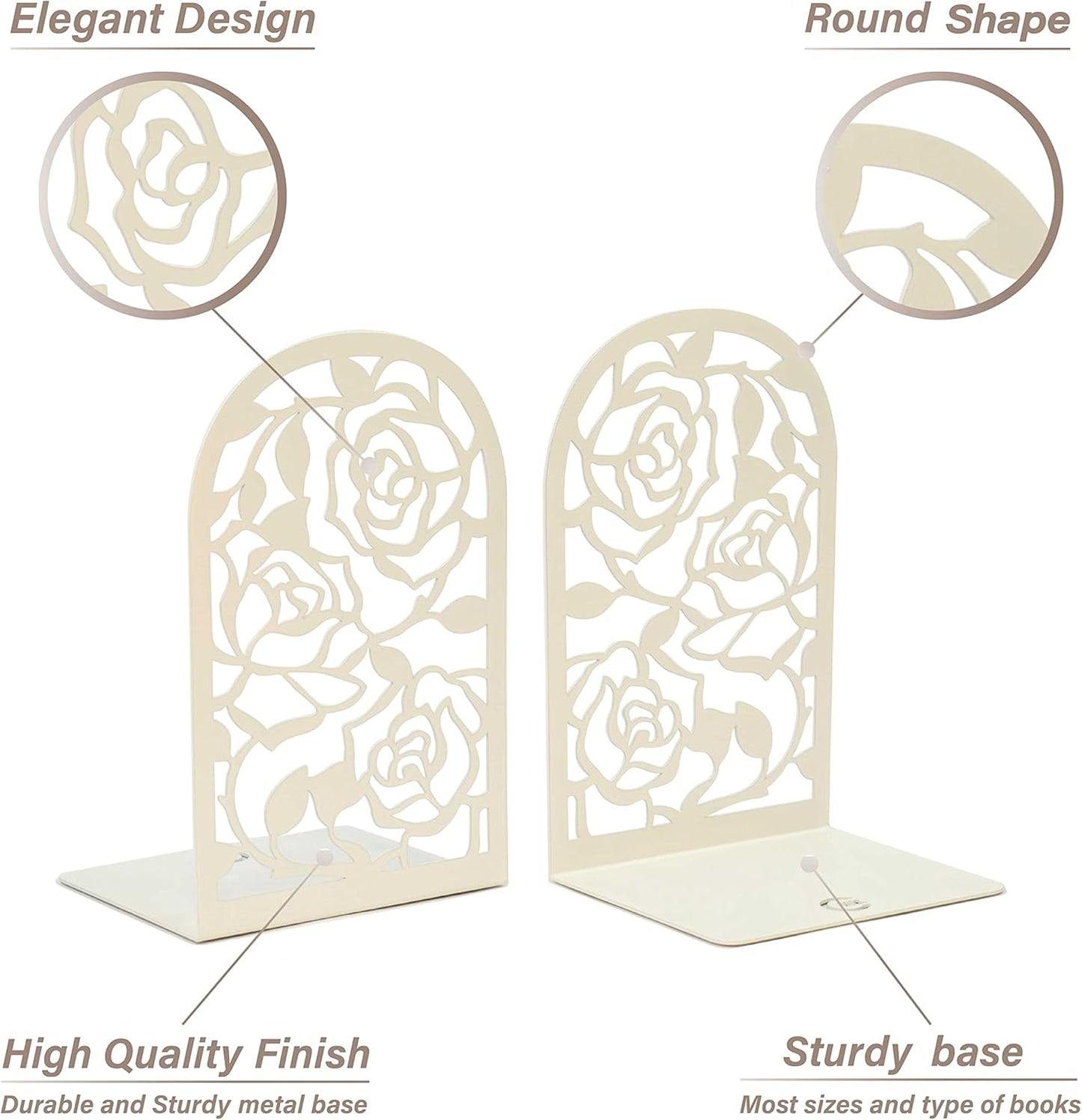 CNK Premium BookEnds - Heavy Duty Metal Book Stoppers for Home Office, Decorative Book Shelf Holders (Hummingbird Black)