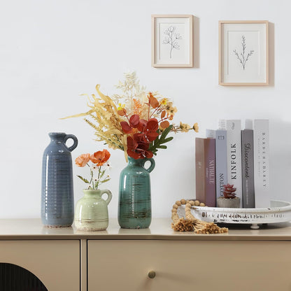 Modern Ceramic Vase Set of 5, Vases Home Decor Rustic Farmhouse Decorative Vase Pottery Vases for Bouquet Pampas Grass Dried Fresh Flowers, Table Living Room Kitchen Bedroom