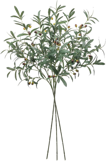 SHACOS 4 PCS 28 inch Artificial Olive Branches for Vases Greenery Olive Stems Faux Tree Branch Twig for Home Wedding Shop Office Garden Decor DIY Floral Crafts