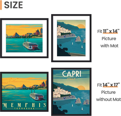 upsimples 8x10 Picture Frame, Display Pictures 5x7 with Mat or 8x10 Without Mat, Wall Hanging Photo Frame, Black, 1 Pack - Colors B